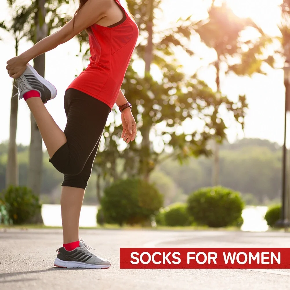 DUNA Red Thin Breathable Cotton Low Cut Ankle Running socks for Women Men 4 Pack